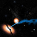 Illustration of Jet Striking Galaxy (unlabeled)